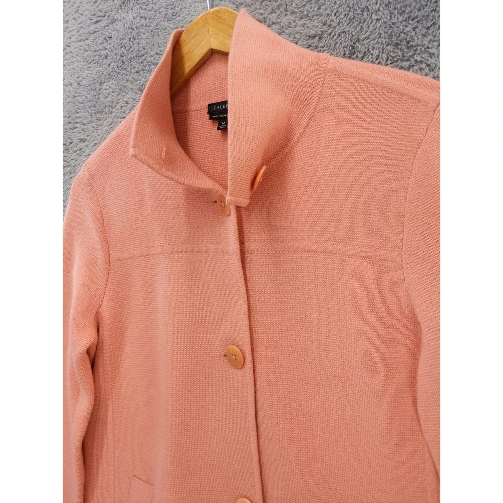 Talbots Cardigan Sweater Jacket Womens M Pink Pure Italian‎ Merino Wool